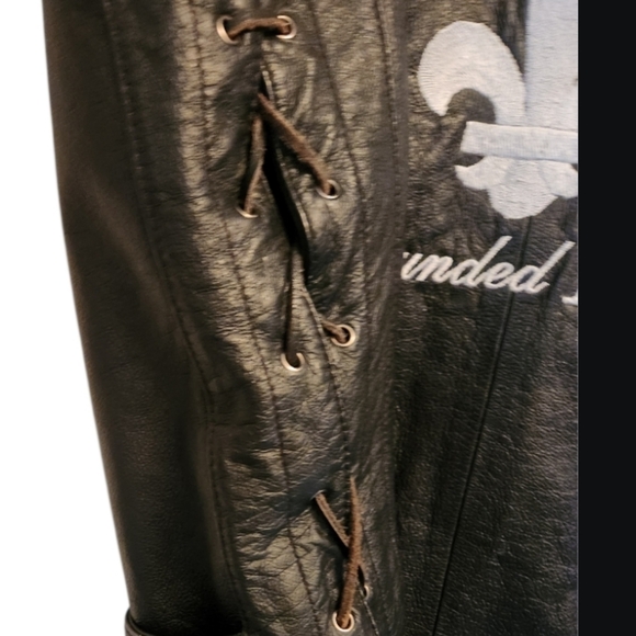 Black Leather Vest with Embroidered Accents - Picture 3 of 7